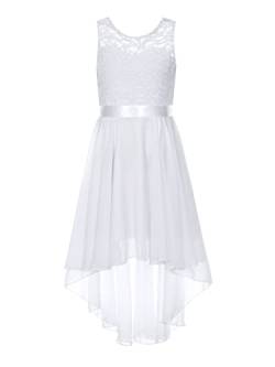 Alvivi Kinder Mädchen Kleider Spitze Sommer Kleid Hochzeit Blumenmädchenkleid Langes Abendkleid Festlich Partykleid Gr.110-176 A Weiß 122-128 von Alvivi