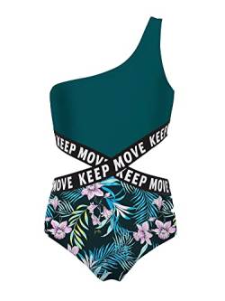 Alvivi Mädchen Badeanzug Bademode Einteiler Bikini Tankini mit Blumen Druck Kinder Sommer Schwimmanzug Badebekleidung Gr.98-176 Aa Blumen 170-176 von Alvivi