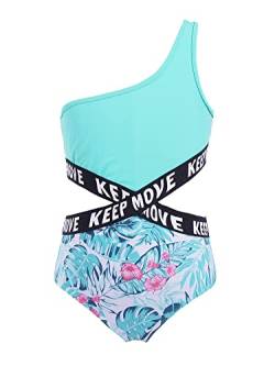 Alvivi Mädchen Badeanzug Bademode Einteiler Bikini Tankini mit Blumen Druck Kinder Sommer Schwimmanzug Badebekleidung Gr.98-176 Ab Tropische Blätter A 122-128 von Alvivi