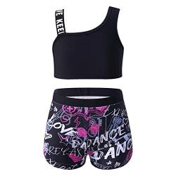 Alvivi Mädchen Bikini Tankini Set Zweiteiler Badeanzug Bademode Tank Top+Shorts Kinder Sport Set Sommer Badebekleidung Strandbikini Gr.98-176 Ba Schwarz 146-152 von Alvivi