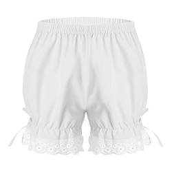 Alvivi Mädchen Bloomers Shorts mit Rüschen Spitze Unterhose Prinzessin Pumphose Viktorianische Renaissance Shorts Kurze Hose B Weiß 110-116 von Alvivi