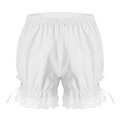 Alvivi Mädchen Bloomers Shorts mit Rüschen Spitze Unterhose Prinzessin Pumphose Viktorianische Renaissance Shorts Kurze Hose B Weiß 122-128 von Alvivi