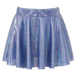 Alvivi Mädchen Rock Glänzend Metallic Minirock A-Line Skater Rock Faltenrock Ballett Tanz Sport Tutu Rock C Royal Blau 164-170 von Alvivi