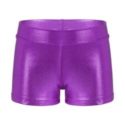 Alvivi Mädchen Shorts Sport Shorts Elastisch Kurze Hose Tanzhose Hotpants Traininghose Fitness Yoga Tanz Tennis Gymnastik Pants Workout H Lila 140 von Alvivi