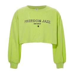 Alvivi Mädchen Sweatshirt Pullover Langarmshirt mit Buchstaben Druck Sport Crop Tops Bauchfrei Oberteile Streetwear Gr.98-188 B Grün A 134-140 von Alvivi