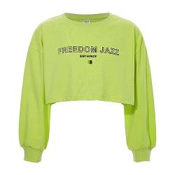 Alvivi Mädchen Sweatshirt Pullover Langarmshirt mit Buchstaben Druck Sport Crop Tops Bauchfrei Oberteile Streetwear Gr.98-188 B Grün A 158-164 von Alvivi