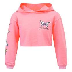 Alvivi Mädchen Sweatshirt Schmetterling Langarmshirt Crop Tops Bauchfrei Oberteile Kinder Hoodie Pullover Pulli Streetwear Gr.98-176 Ab Rosa 170-176 von Alvivi