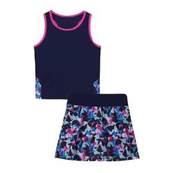 Alvivi Mädchen Tennis Kleider Sport BH Crop Tops mit Rock Tennisrock Sport Trikot Ballett Tanz Yoga Outfits Sport Trainingsanzug Ba Farbblock 140 von Alvivi