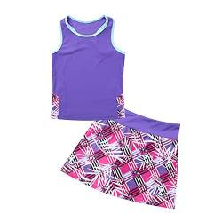 Alvivi Mädchen Tennis Kleider Sport BH Crop Tops mit Rock Tennisrock Sport Trikot Ballett Tanz Yoga Outfits Sport Trainingsanzug Ba Lila 128 von Alvivi