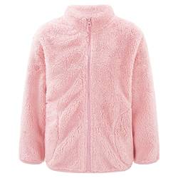 Alvivi Unisex Kinder Fleece-Jacke Strickfleecejacke mit Stehkragen Reißverschluss Warme Fleecejacke Herbst Winter Mantel Outwear A Rosa 134-140 von Alvivi