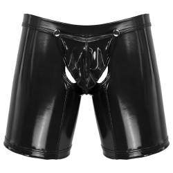 Alvivi Wet-Look Herren Boxershorts Penisloch Unterhose Latex Kurze Hose Lack- Optik Hipster Männer Slip Pants Erotik Dessous Unterwäsche M-4XL Ca Schwarz L von Alvivi