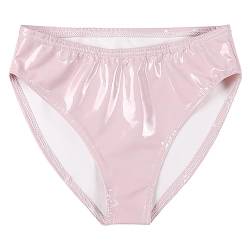 Alvivi Wet-Look Herren Boxershorts Penisloch Unterhose Latex Kurze Hose Lack- Optik Hipster Männer Slip Pants Erotik Dessous Unterwäsche M-4XL N Rosa L von Alvivi