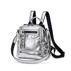 AlwaySky Frauen Rucksack Schultertasche, Designer Daypack Wasserdicht PU-Leder Rucksack für einkaufen, schule, reise und etc, Silber von AlwaySky