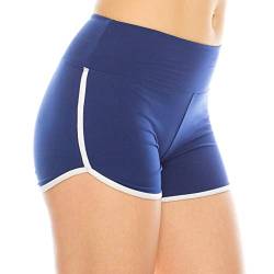 ALWAYS Damen-Workout-Yoga-Shorts – Premium Buttery Soft Solid Stretch Cheerleader Running Dance Volleyball Kurze Hose, Sbsl166 / Königsblau Weiß, Mittel von Always