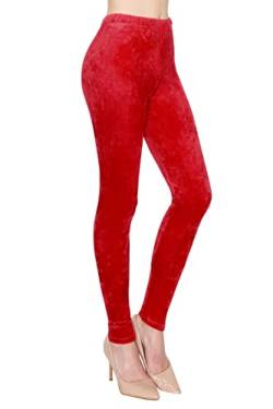 ALWAYS Lässige Samt-Leggings für Damen – butterweiche, warme Winter-Yogahose, Vle128 / Rot, M von Always