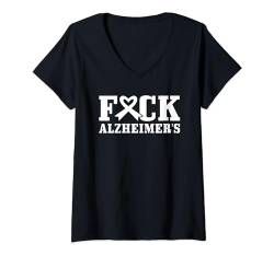 Damen Alzheimer Dement - Lila Schleife Demenz Alzheimer T-Shirt mit V-Ausschnitt von Alzheimer Geschenke & Ideen
