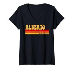 Damen Alberto Name Personalisierte Idee Herren Retro Vintage Alberto T-Shirt mit V-Ausschnitt von AmaStyle Co.