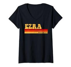 Damen EZRA Name Personalisierte Idee Herren Retro Vintage EZRA T-Shirt mit V-Ausschnitt von AmaStyle Co.