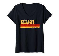 Damen Elliot Name Personalisierte Idee Herren Retro Vintage Elliot T-Shirt mit V-Ausschnitt von AmaStyle Co.