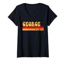 Damen George Name Personalisierte Idee Herren Retro Vintage George T-Shirt mit V-Ausschnitt von AmaStyle Co.