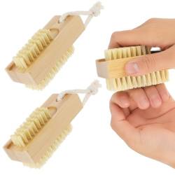 Amabro 2 PCS Holznagelbürste, Nagelschrubberbürste für die Reinigung von Fingernägeln Zehennägeln Zweiseitige Handnagelschrubberbürste Fingernägelbürste mit steifen Sisalborsten Maniküre von Amabro