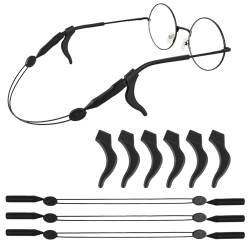 Amabro 3 Stück verstellbare Brillenbänder, 6 Paar Ohrgriffhaken Brillenhalter Sonnenbrillenband Sportbrillenhalter Brillenhalter Unisex Brillenband ohne Schwanz für Erwachsene Männer Frauen Kinder von Amabro
