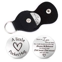 Amabro Pocket Hug Token, inspirierende Geschenke für Fernbeziehungen Edelstahl doppelseitig graviertes Andenken mit Leder Schlüsselanhänger für Familie Freunde Tochter Sohn(Stil F) von Amabro