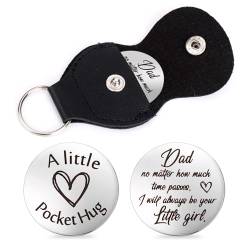 Amabro Pocket Hug Token, inspirierende Geschenke für Fernbeziehungen Edelstahl doppelseitig graviertes Andenken mit Leder Schlüsselanhänger für Familie Freunde Tochter Sohn(Stil H) von Amabro