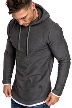 Amaci&Sons Herren 2in1 Oversize Kapuzenpullover Hoodie Sweater Sweatjacke Pullover Sweatshirt 4014 Iron S von Amaci&Sons