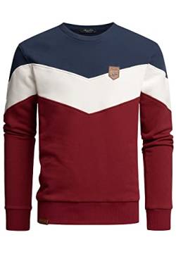 Amaci&Sons Herren Basic College Sweatjacke Pullover Hoodie Sweatshirt 4064 Navyblau/Weiß/Bordeaux L von Amaci&Sons