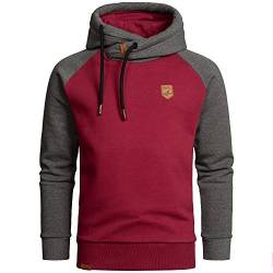 Amaci&Sons Herren Basic Kapuzenpullover Sweatjacke Pullover Hoodie Sweatshirt 4053 Bordeaux/Anthrazit L von Amaci&Sons