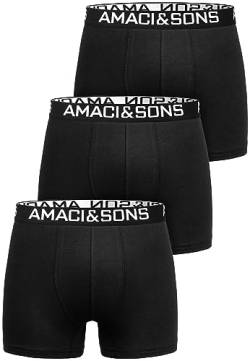 Amaci&Sons Herren Boxershorts Baumwolle 3er Spar-Pack Männer Unterhose Unterwäsche 3x9005 Schwarz/Schwarz L von Amaci&Sons