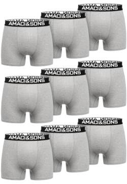 Amaci&Sons Herren Boxershorts Baumwolle 9er Spar-Pack Männer Unterhose Unterwäsche 9x9005 Hellgrau/Schwarz XL von Amaci&Sons