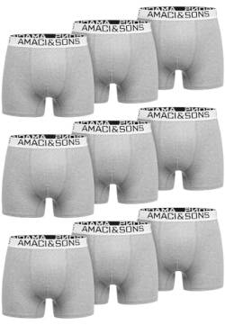 Amaci&Sons Herren Boxershorts Baumwolle 9er Spar-Pack Männer Unterhose Unterwäsche 9x9005 Hellgrau/Weiß L von Amaci&Sons