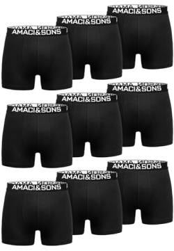 Amaci&Sons Herren Boxershorts Baumwolle 9er Spar-Pack Männer Unterhose Unterwäsche 9x9005 Schwarz/Schwarz M von Amaci&Sons