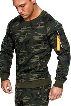 Amaci&Sons Herren Cargo Pullover Sweatshirt Hoodie Sweater Camouflage 4006 Camo Khaki M von Amaci&Sons