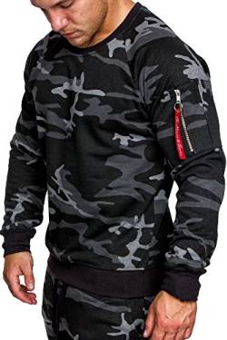 Amaci&Sons Herren Cargo Pullover Sweatshirt Hoodie Sweater Camouflage 4006 Camouflage Schwarz M von Amaci&Sons