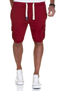 Amaci&Sons Herren Cargo Shorts Kurze Hose Bermuda Sweatshorts Kordel Jogginghose Sporthose 8005 Bordeaux Rot XXL von Amaci&Sons