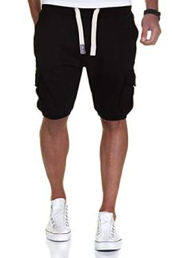 Amaci&Sons Herren Cargo Shorts Kurze Hose Bermuda Sweatshorts Kordel Jogginghose Sporthose 8005 Schwarz XXL von Amaci&Sons