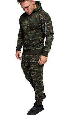 Amaci&Sons Herren Cargo Stil Sportanzug Jogginganzug Trainingsanzug Sporthose+Hoodie 1003 Camouflage Khaki L von Amaci&Sons