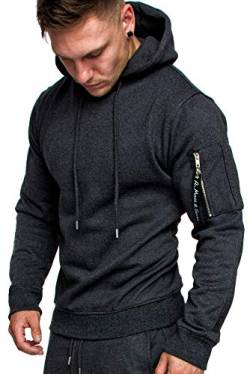 Amaci&Sons Herren Cargo-Style Pullover Sweatshirt Hoodie Sweater Camouflage 4003 Anthrazit XXL von Amaci&Sons
