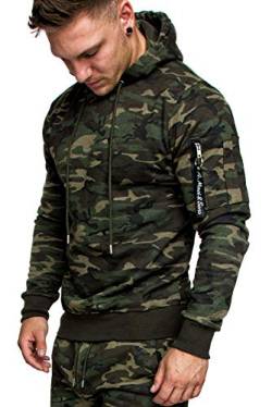 Amaci&Sons Herren Cargo-Style Pullover Sweatshirt Hoodie Sweater Camouflage 4003 Camouflage Khaki L von Amaci&Sons