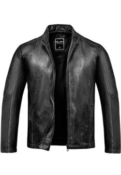 Amaci&Sons Herren Echtleder Jacke Biker Zipper Lederjacke 9106 Schwarz XL von Amaci&Sons