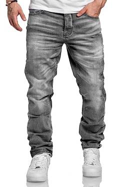 Amaci&Sons Herren Jeans Regular Straight Fit Denim Hose Destroyed A79084 Grau W29/L30 von Amaci&Sons