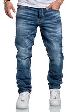 Amaci&Sons Herren Jeans Regular Straight Fit Denim Hose Destroyed A79084 Hellblau W33/L32 von Amaci&Sons