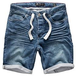 Amaci&Sons Herren Jeans Shorts Kordel Destroyed Kurze Hose Sommer Bermuda Verwaschen J5001 H-Blau W36 von Amaci&Sons