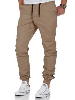 Amaci&Sons Herren Stretch Jogger Basic Chino Jeans Hose Cargo 7002 Beige W29 von Amaci&Sons