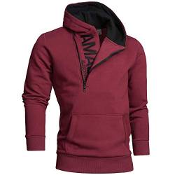 Amaci&Sons Herren Zipper Kapuzenpullover Sweatjacke Pullover Hoodie Sweatshirt 4026 Bordeaux/Schwarz 3XL von Amaci&Sons