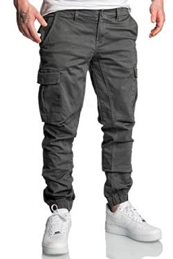 Amaci&Sons Jogger Cargo Herren Chino Jeans Hose 7022 Anthrazit W29 von Amaci&Sons