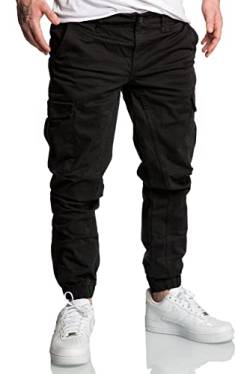 Amaci&Sons Jogger Cargo Herren Chino Jeans Hose 7022 Schwarz W29 von Amaci&Sons